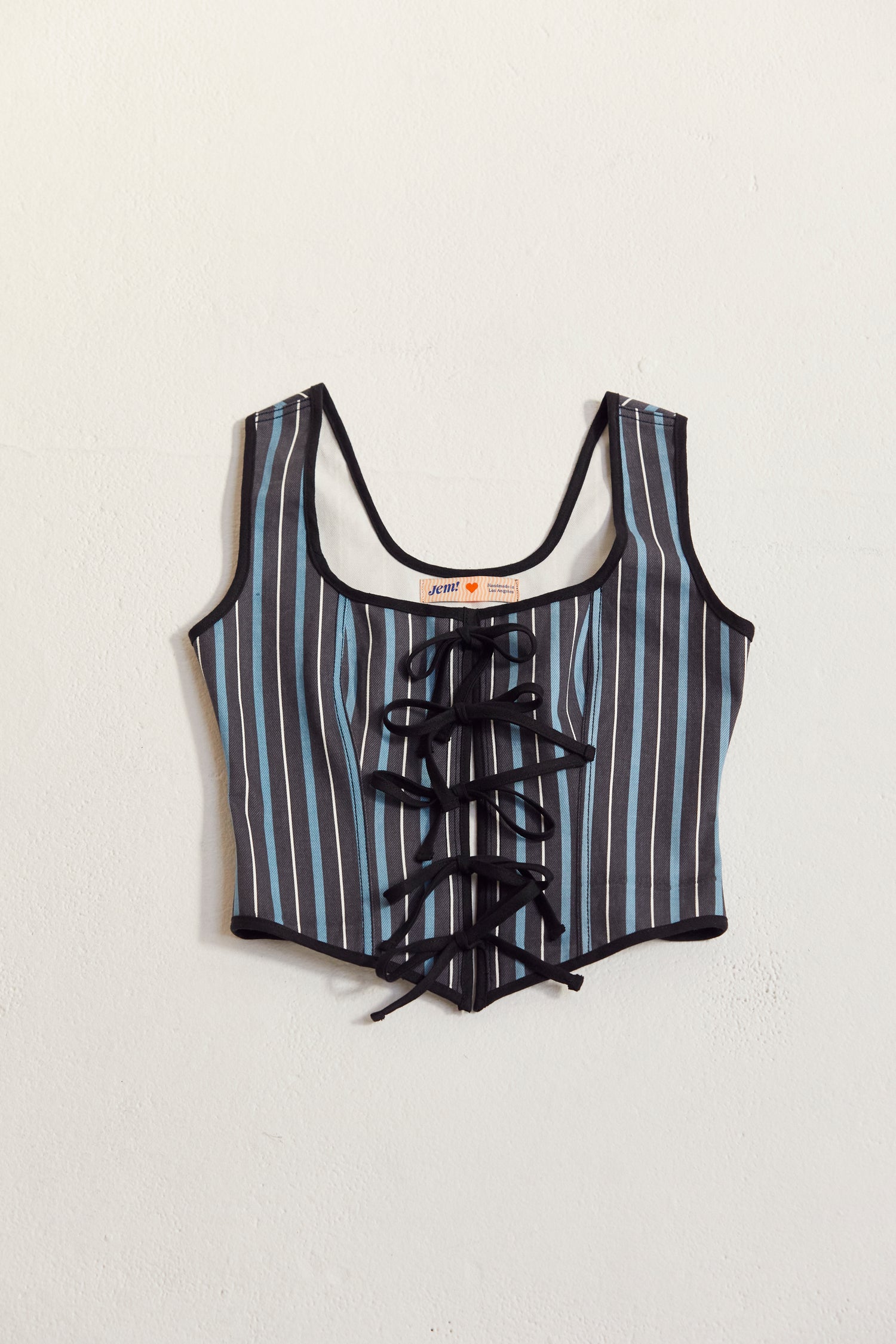 Bustier Tie Top - Striped Denim