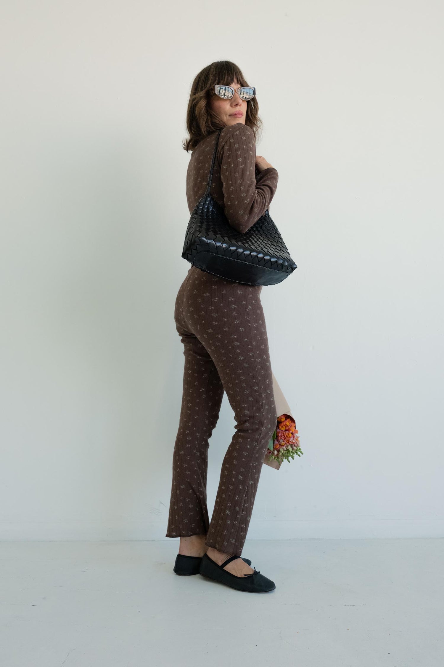 Brown Pointelle Rosie Tee & Tulip pant pre -order