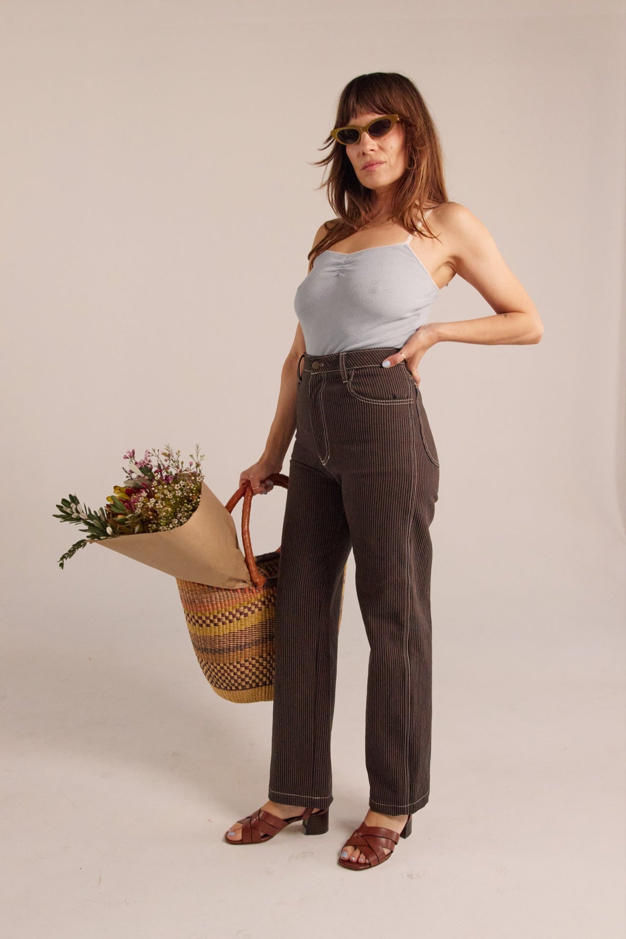 River Jean - Brown Railroad Stripe