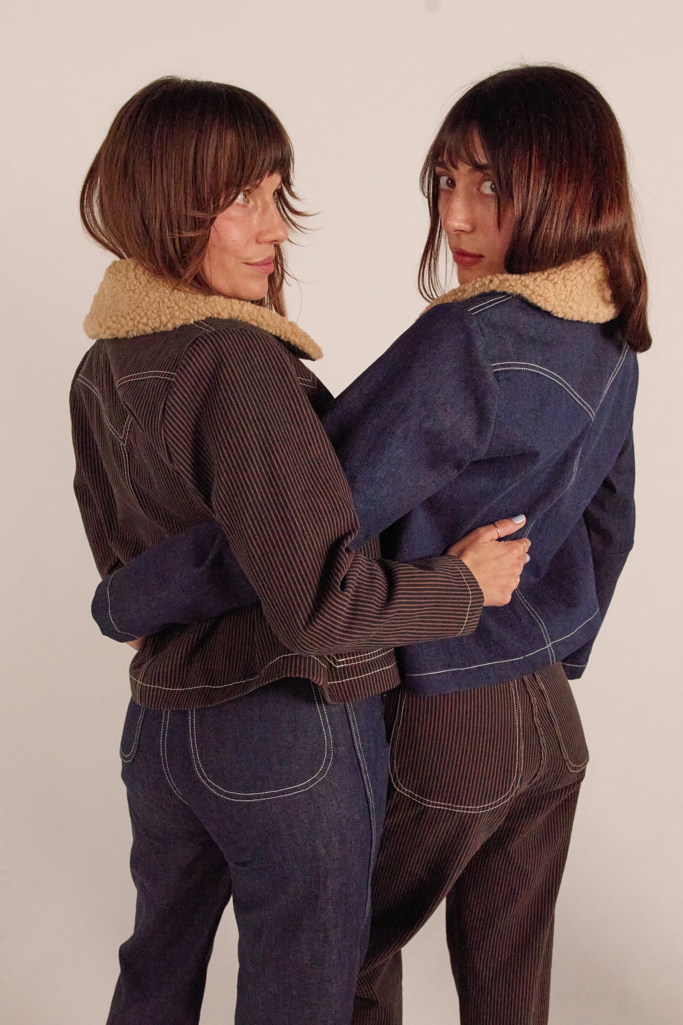 Shrunken Ranch Jacket - Brown Railroad Stripe (New removable sherpa collar)