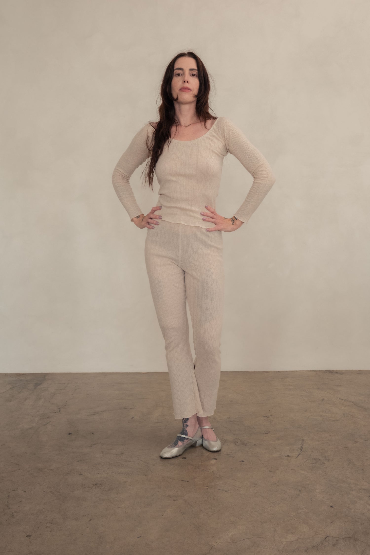 Pointelle Tulip Pant - Oat