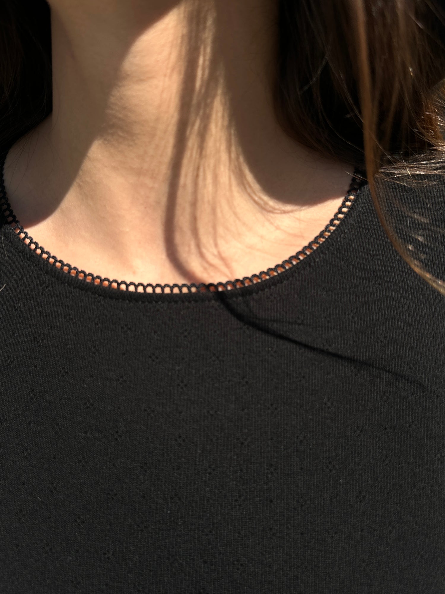 Pointelle Rosie Tee Black