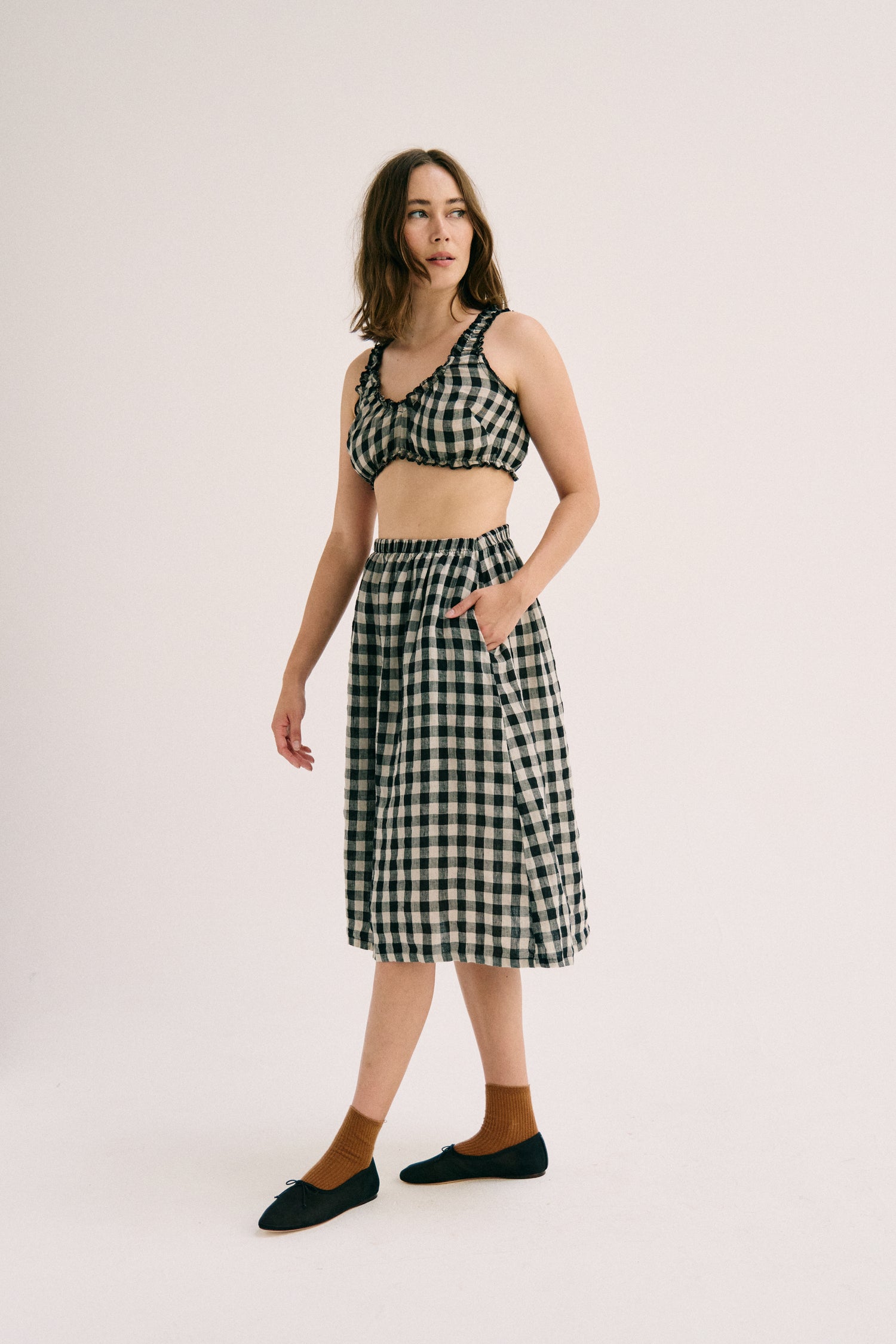 Emery Skirt - Black Gingham