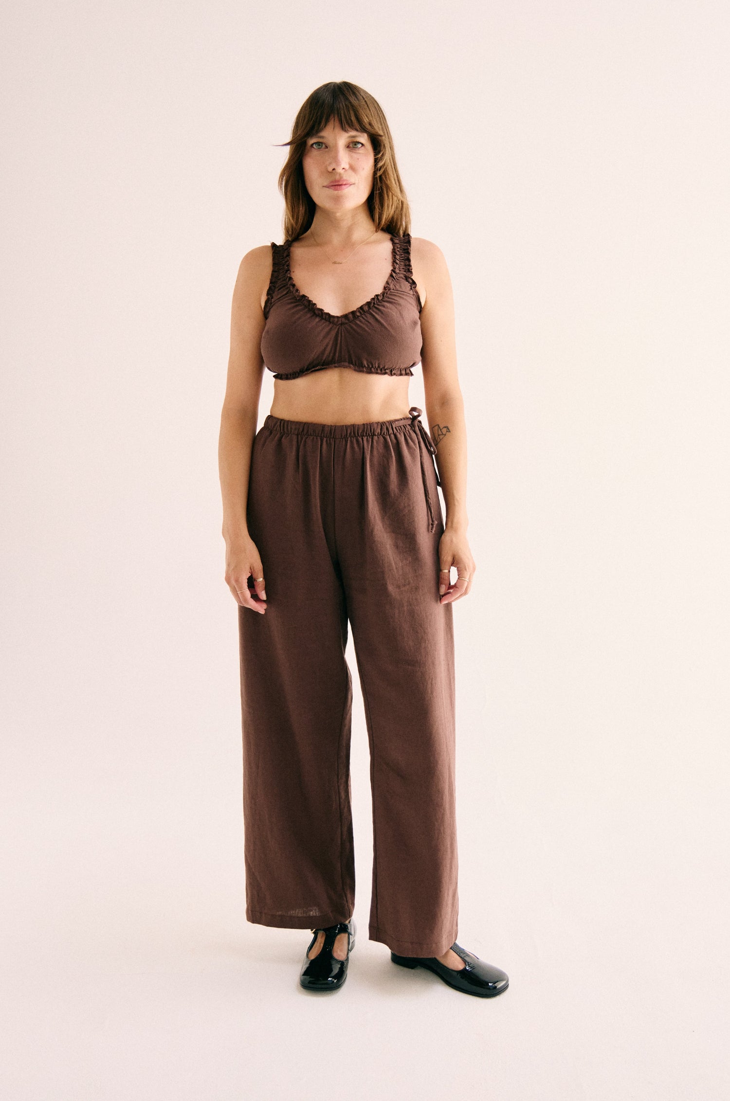 Harlow Side Tie Pant - Cedar Brown