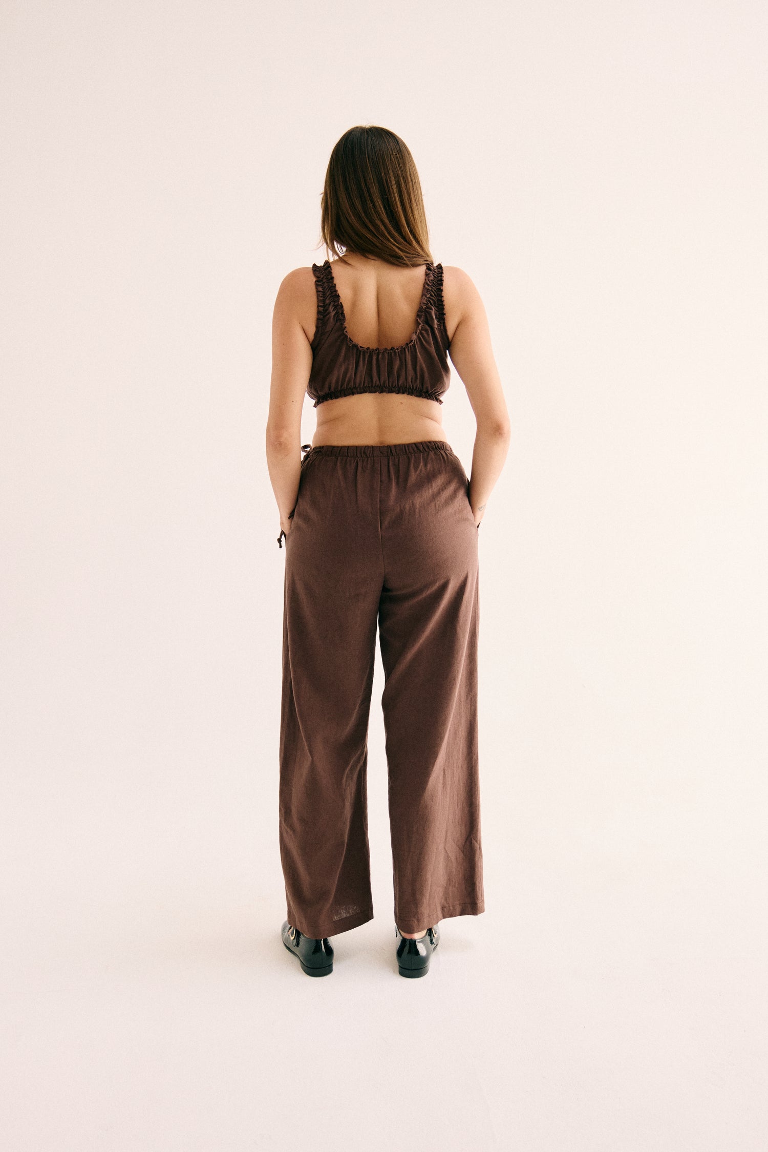 Harlow Side Tie Pant - Cedar Brown