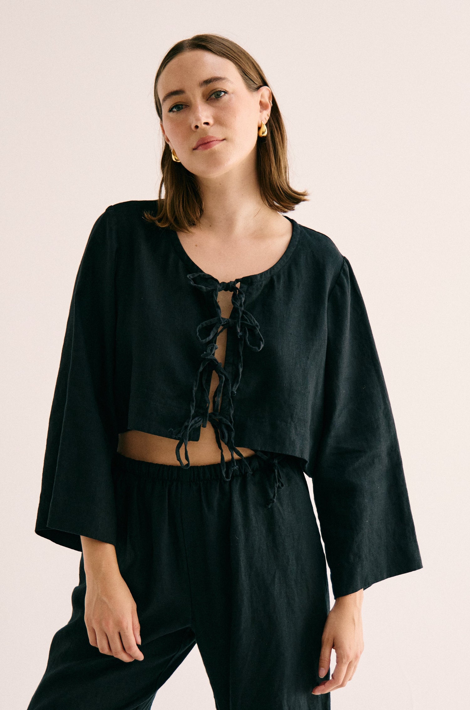 Mila Tie Top - Midnight Black