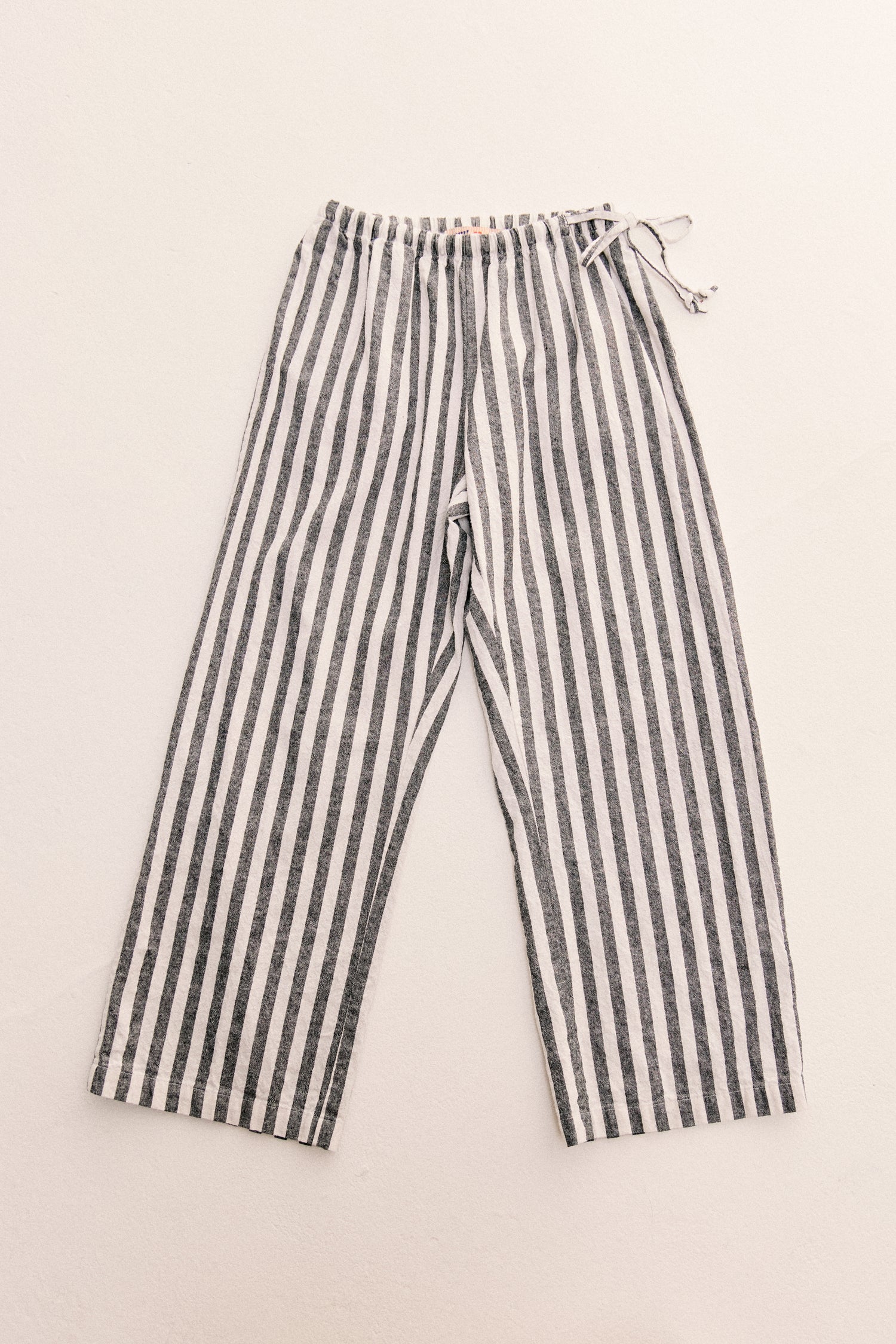 Harlow Side Tie Pant - Black Striped Yarn Dye