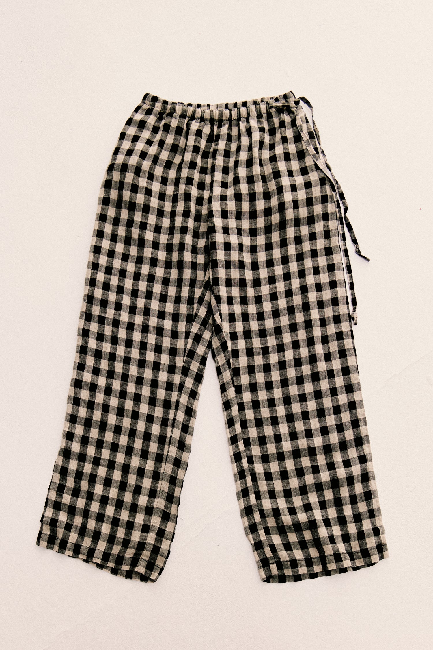 Harlow Side Tie Pant - Brown gingham